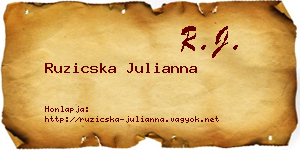 Ruzicska Julianna névjegykártya